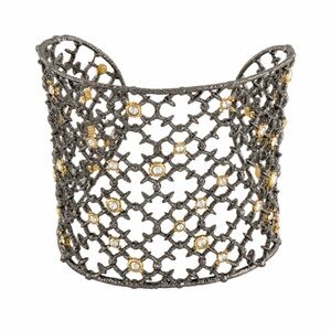 Alexis Bittar gunmetal Muse D’or crystal stud lace cuff